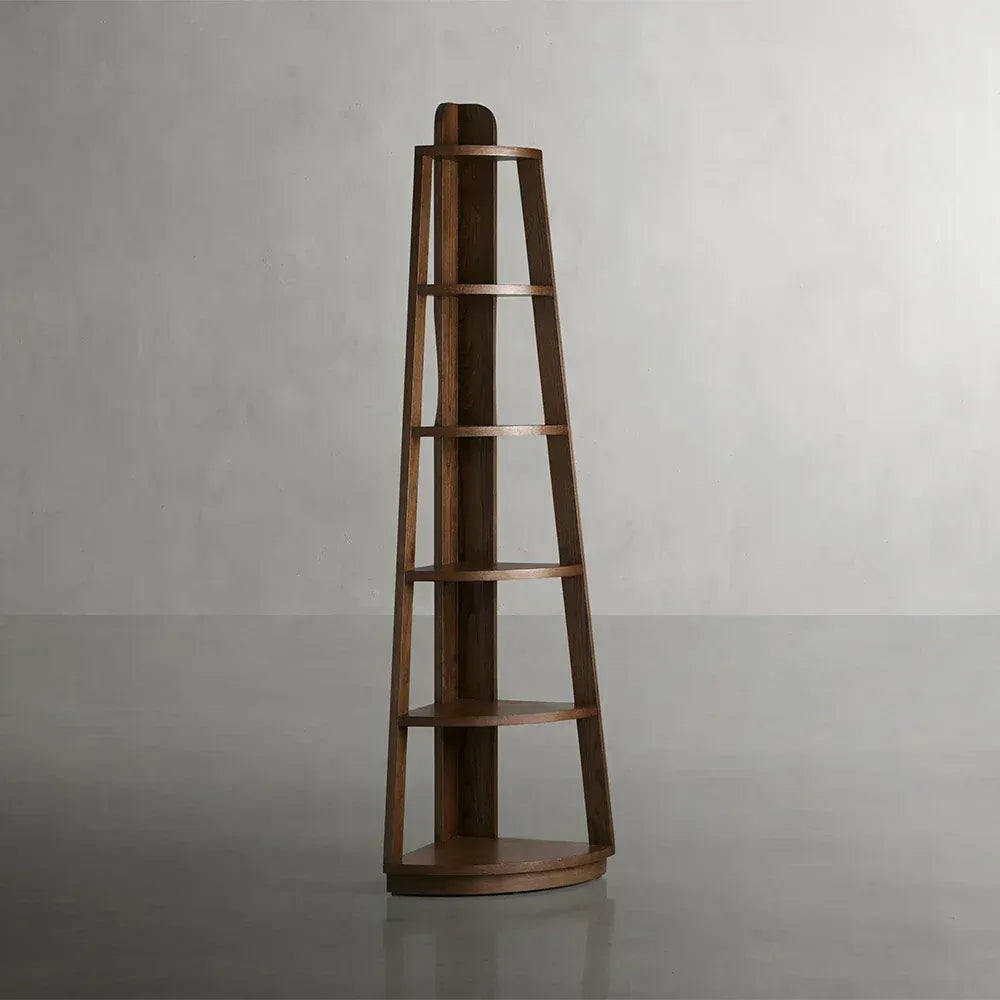 Bowery Corner Bookshelf Wood Modern Bookcase Living Display Rack