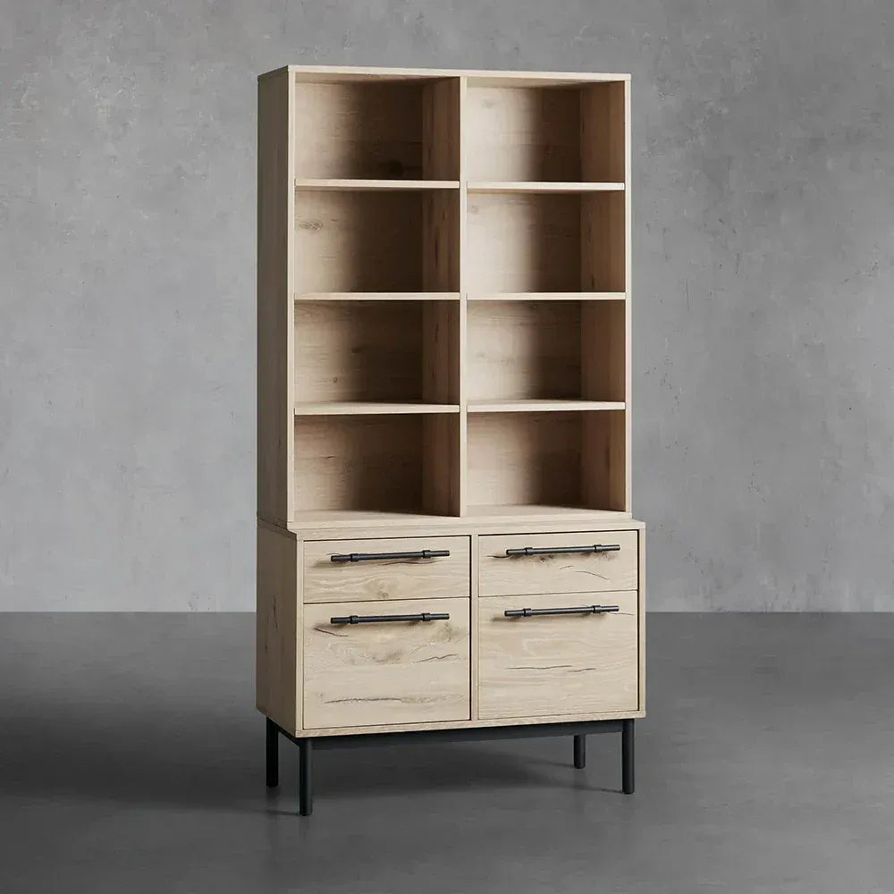 Sullivan Office Bookcase File Cabinet Oak Wood Tall Display Cabinet Sideboard