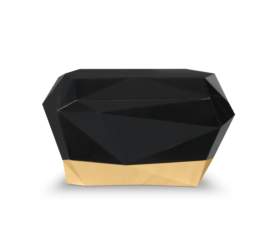 Diamond Faceted Geometric High Gloss Luxury Nightstand