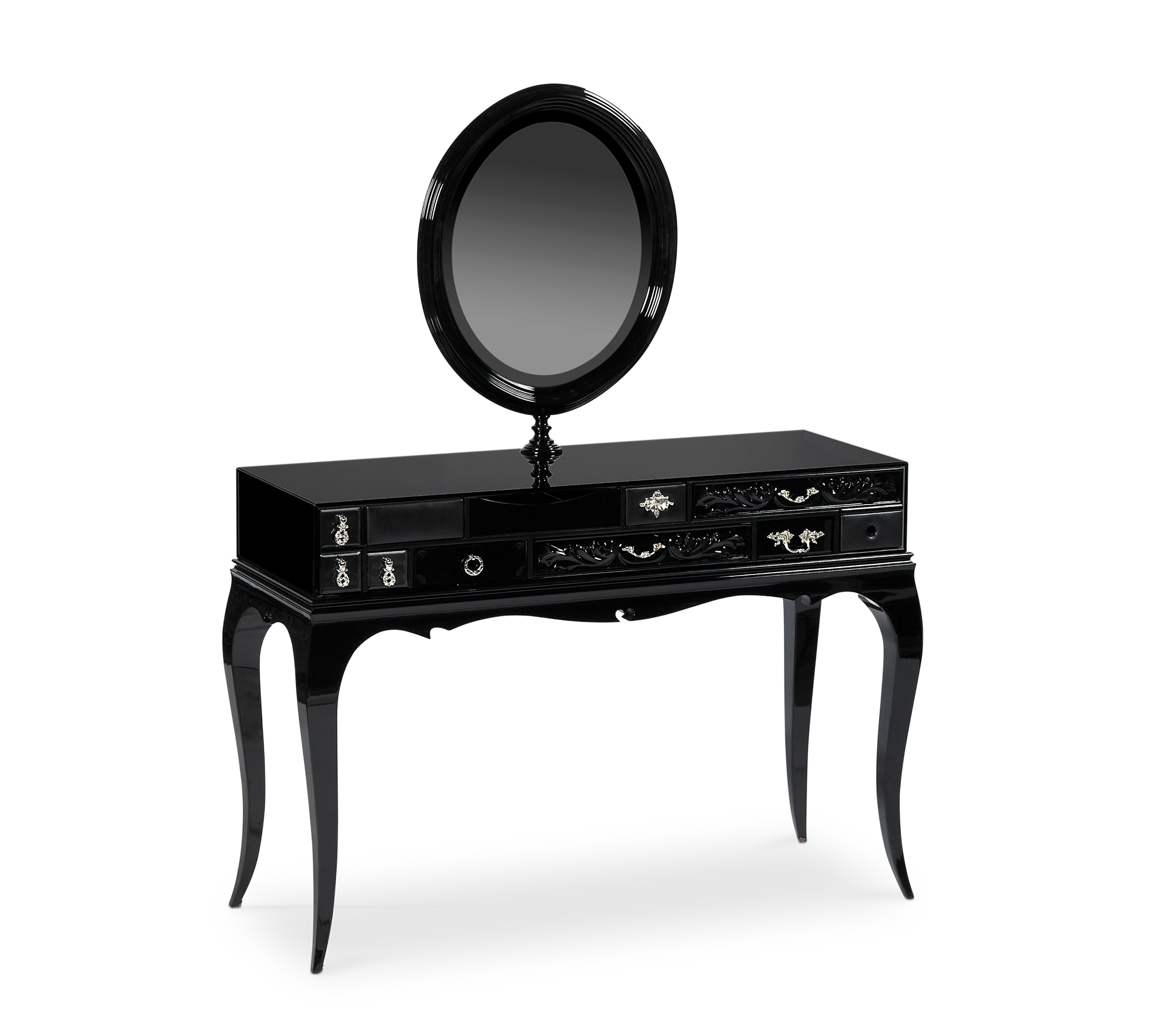 Melrose Dressing Consoles Table with Black Gloss Entryways Cabinet Table