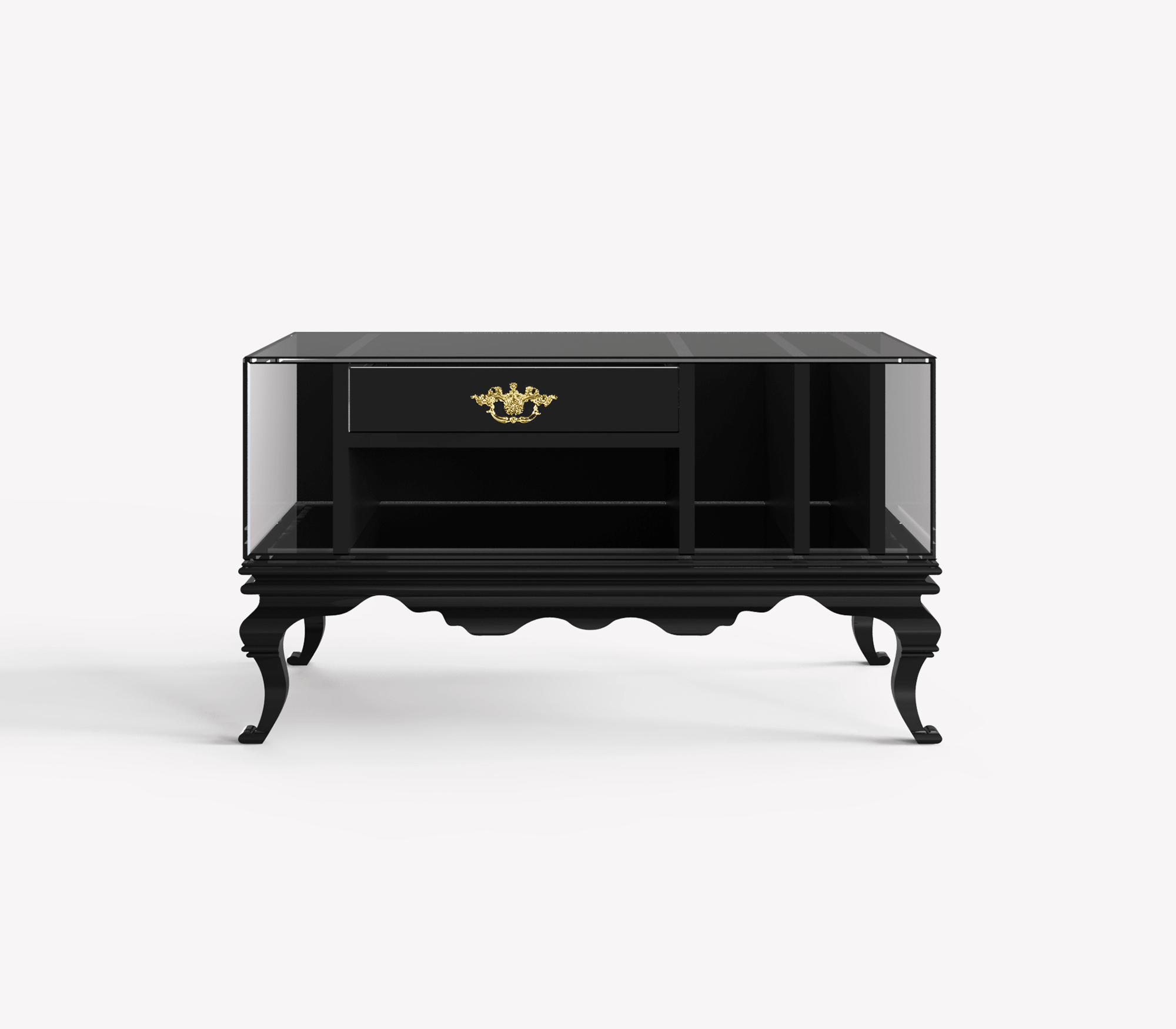 Tower Right Baroque Smoked Glass Luxury Nightstand