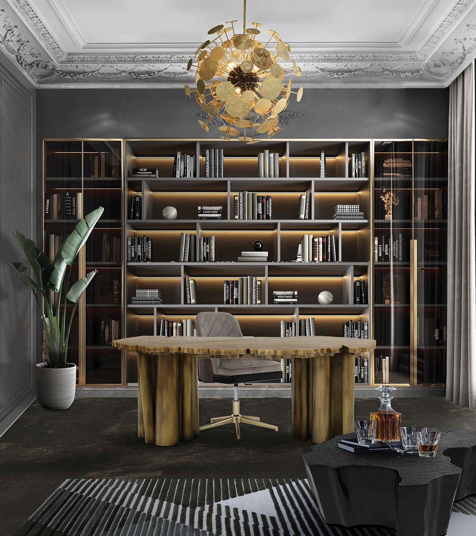 Fortuna Tree-Ring Brass Sculptural Luxury Desk