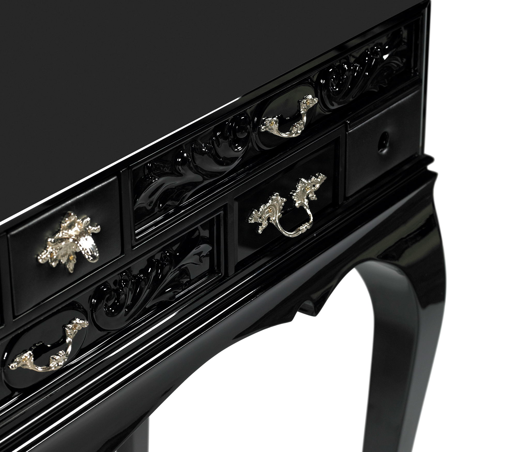 Melrose Dressing Consoles Table with Black Gloss Entryways Cabinet Table