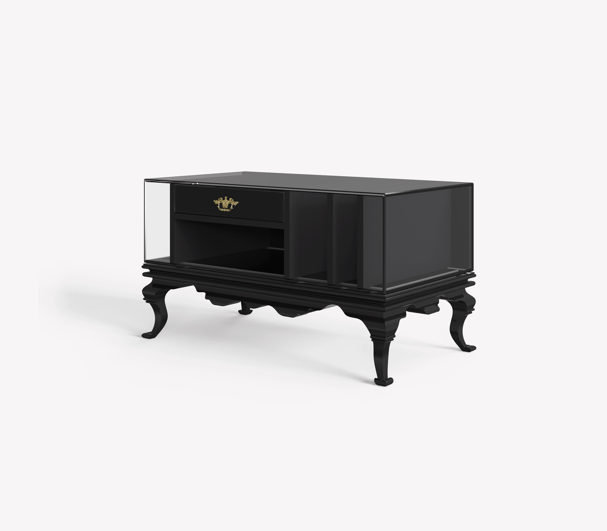 Tower Right Baroque Smoked Glass Luxury Nightstand