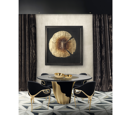 Yasmine Dining Table with Sculptural Contemporary