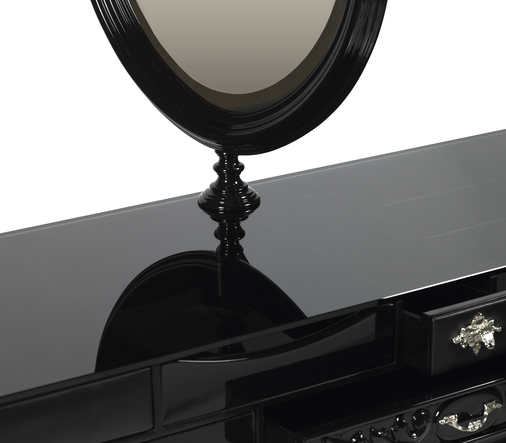 Melrose Dressing Consoles Table with Black Gloss Entryways Cabinet Table