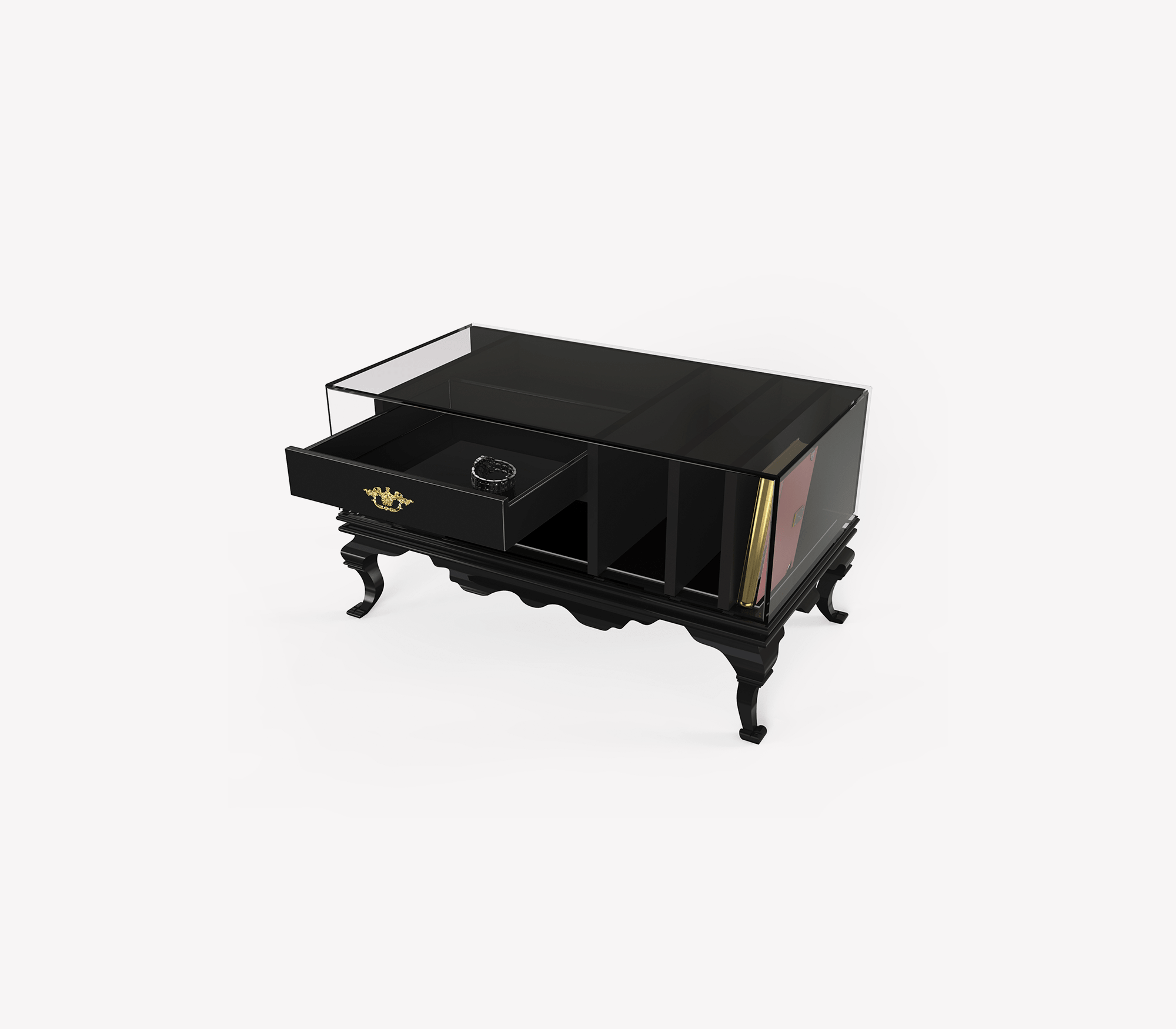 Tower Right Baroque Smoked Glass Luxury Nightstand