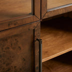 Hattie Mappa Burl Arched Glass Tall Display Cabinet with Wood Storage Cabinet