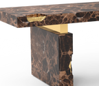 Empire Cracked Brass Inlay Marble Luxury Desk