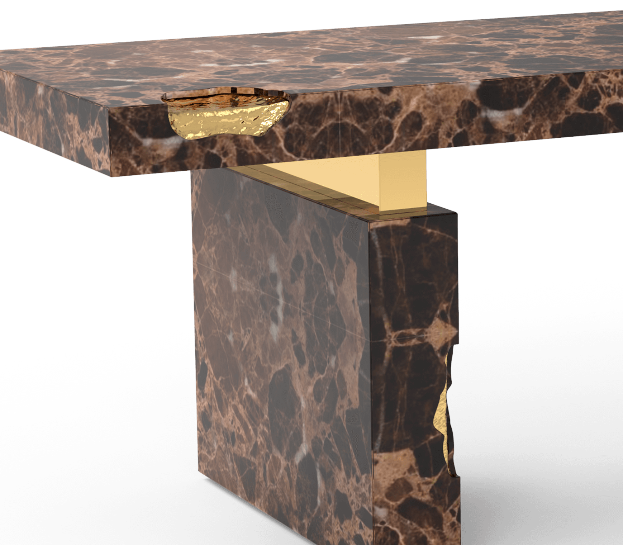 Empire Cracked Brass Inlay Marble Luxury Desk