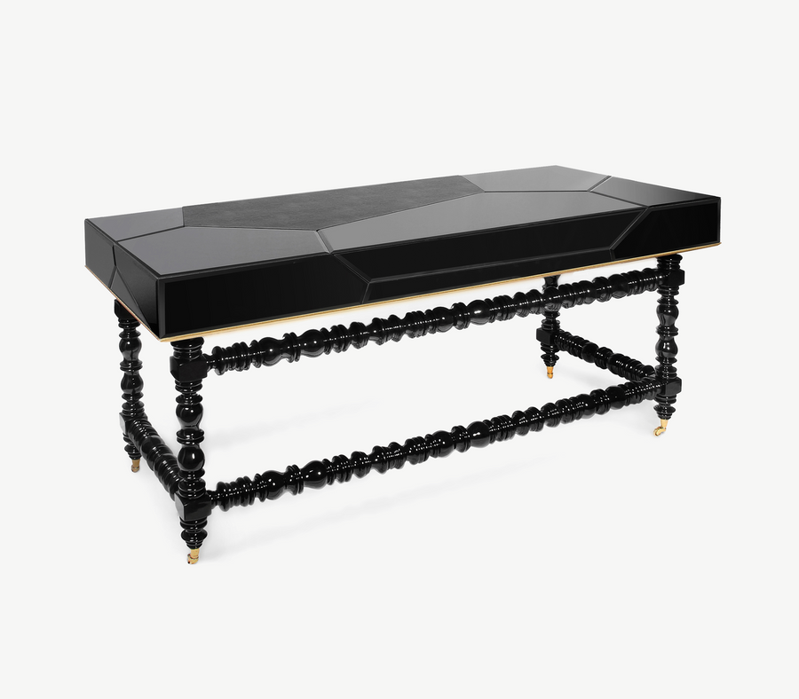 Manu Manueline Gloss Black Luxury Writing Desk