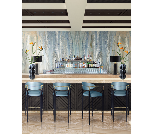 Nahema Sculptural Polished Brass Accent Bar Stool