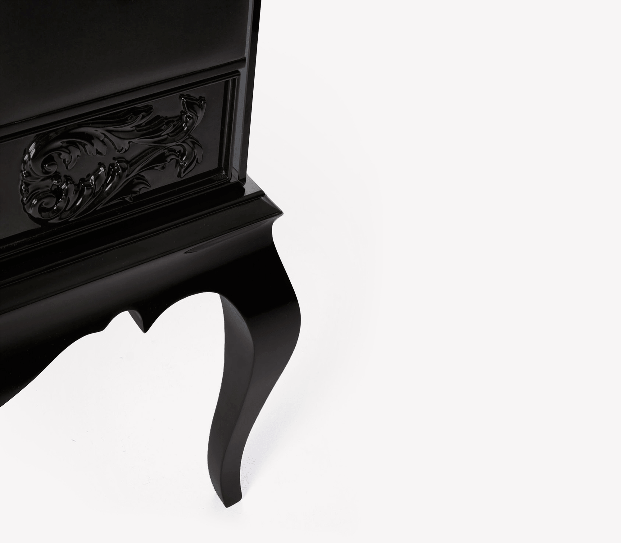 Brooklyn Baroque High Gloss Black Luxury Bedside Nightstand