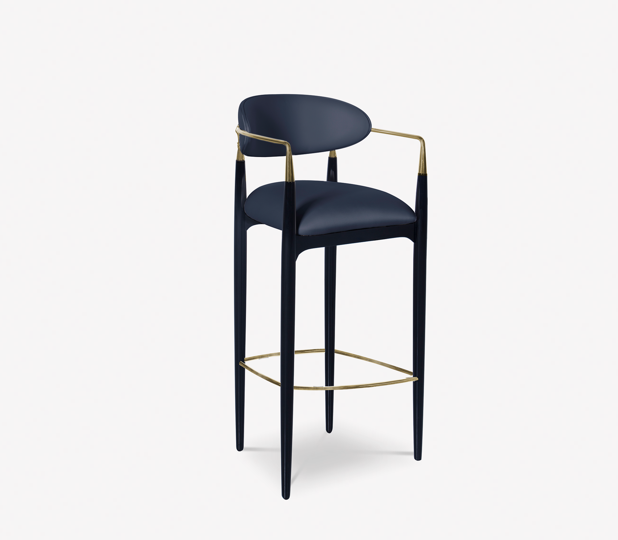 Nahema Sculptural Polished Brass Accent Bar Stool