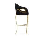 Chandra Curved Cutout Polished Brass High Back Bar Stool