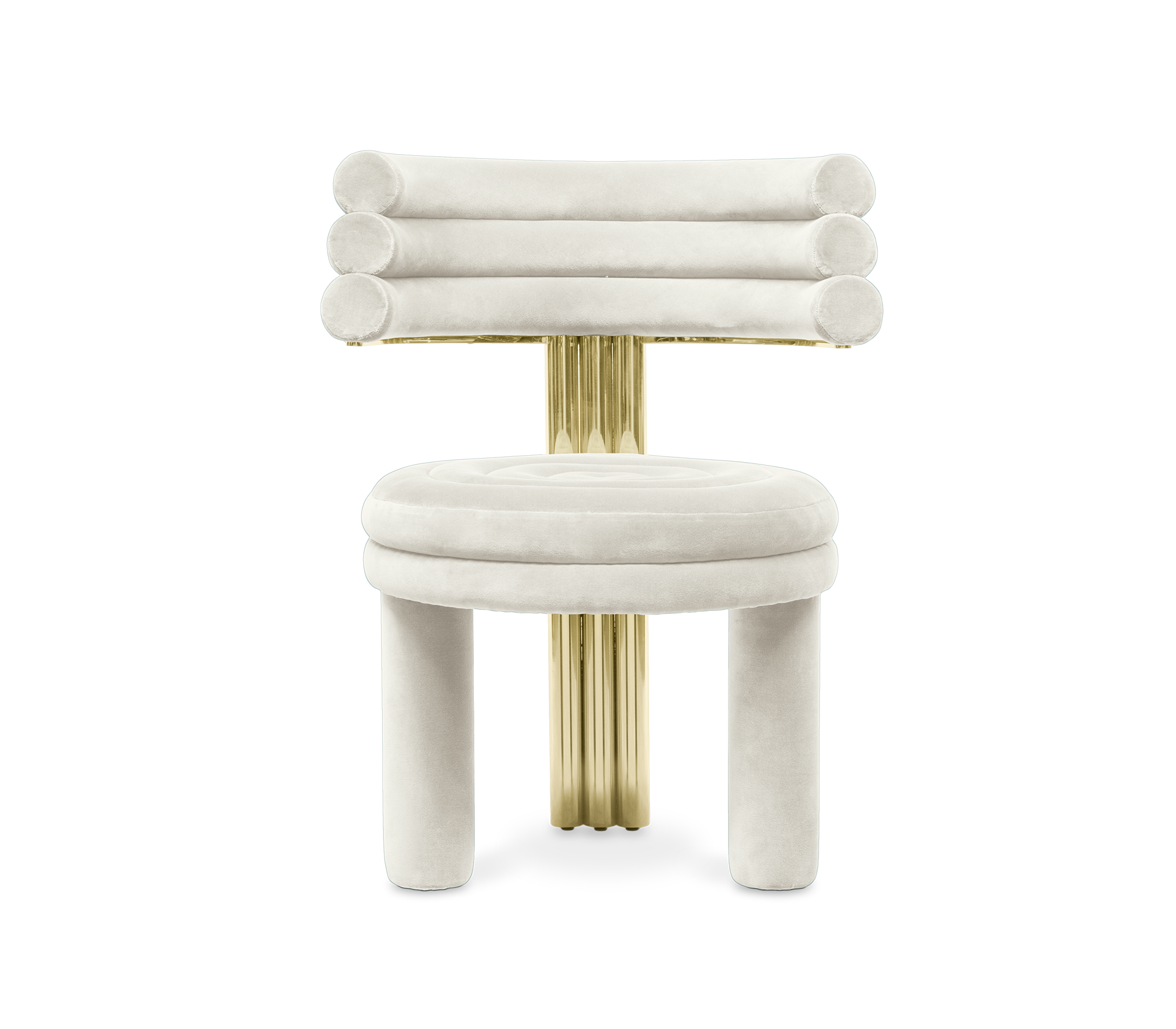 Kerr Tiered Velvet Polished Brass Dining Chair