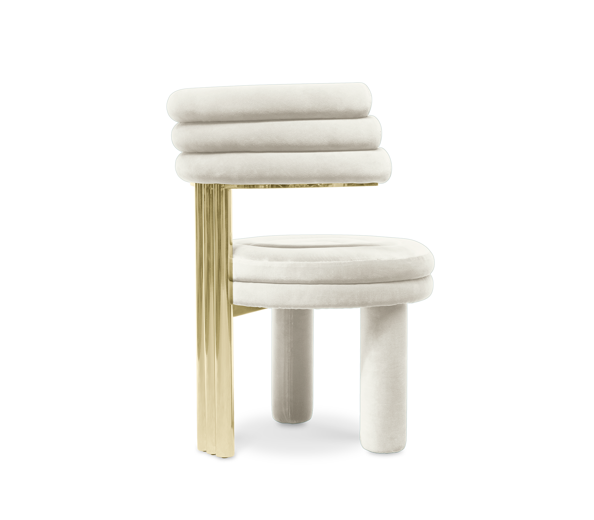 Kerr Tiered Velvet Polished Brass Dining Chair