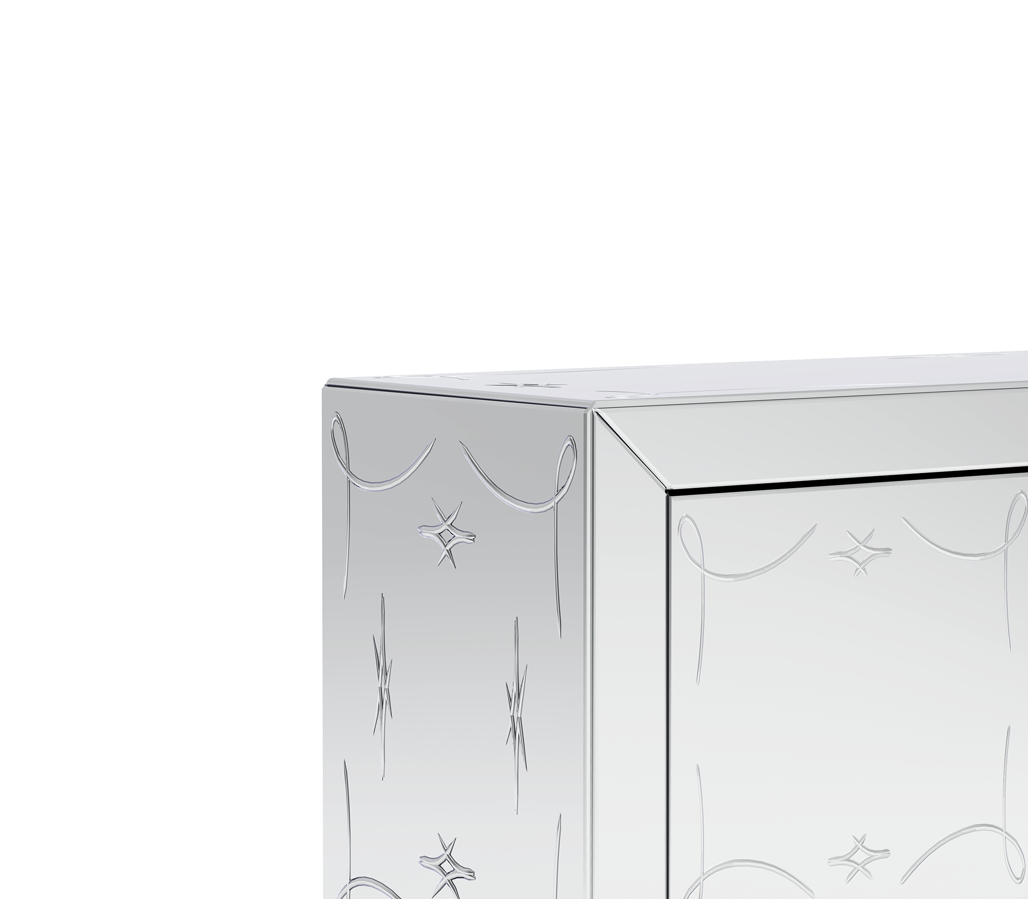 Metropolitan Luxury Mirrored Sideboard – Modern Black Buffet Cabinet with Storage