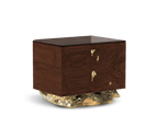 Angra Small Walnut Root Organic Gold Base Luxury Nightstand