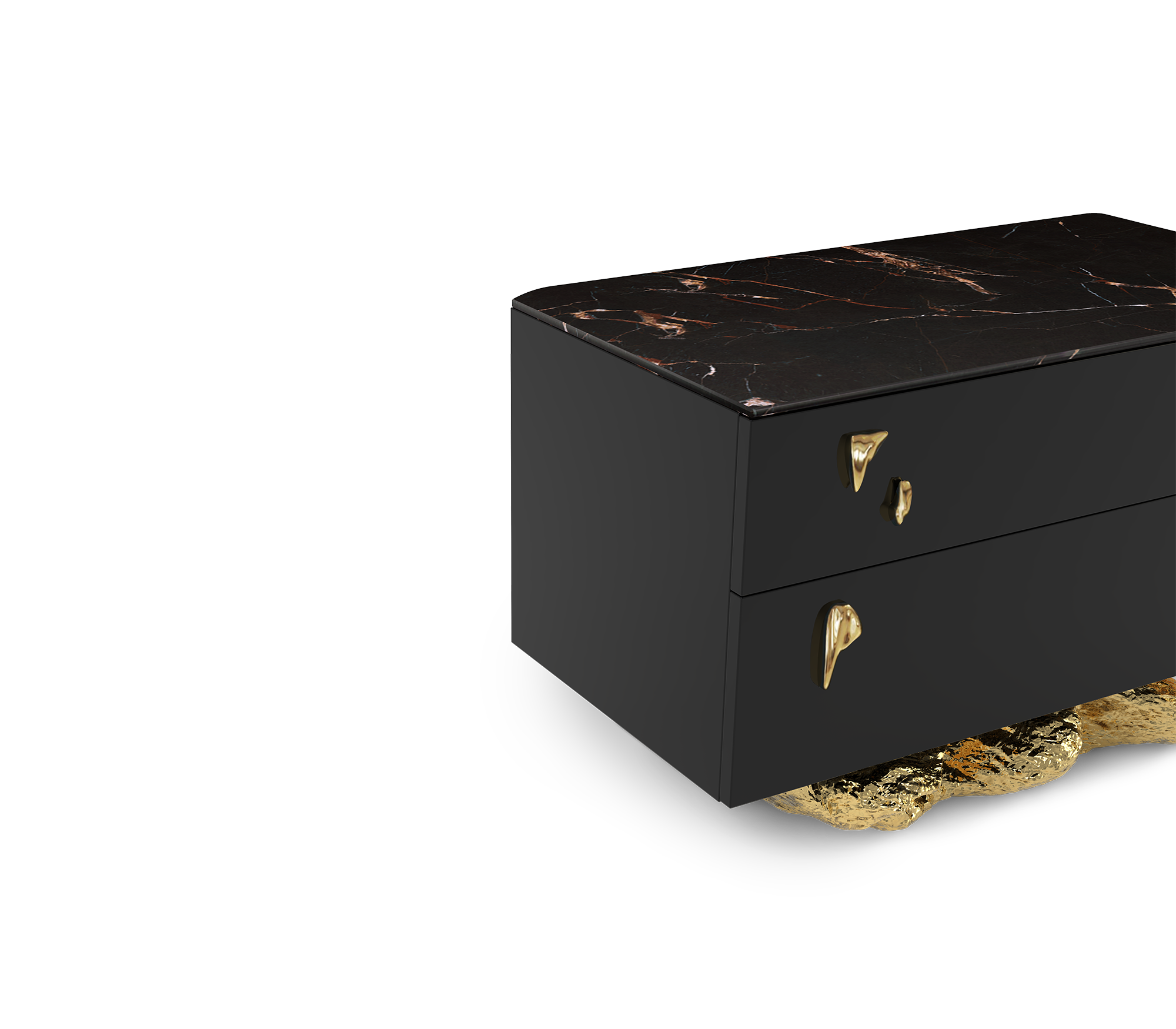 Angra Organic Brass Base Marble Top Luxury Nightstand