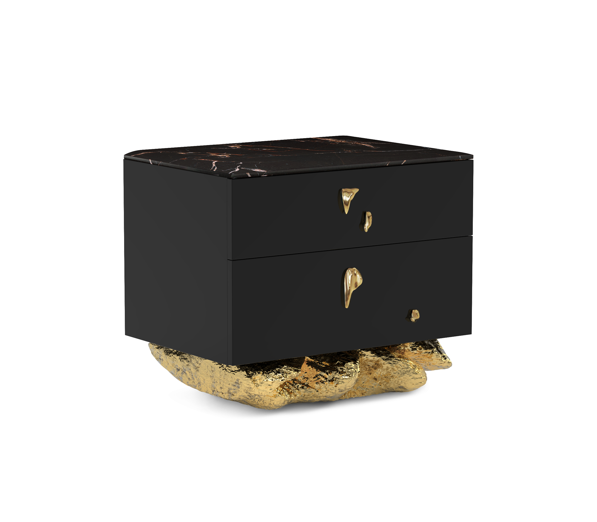 Angra Small Organic Gold Base Marble Top Luxury Nightstand