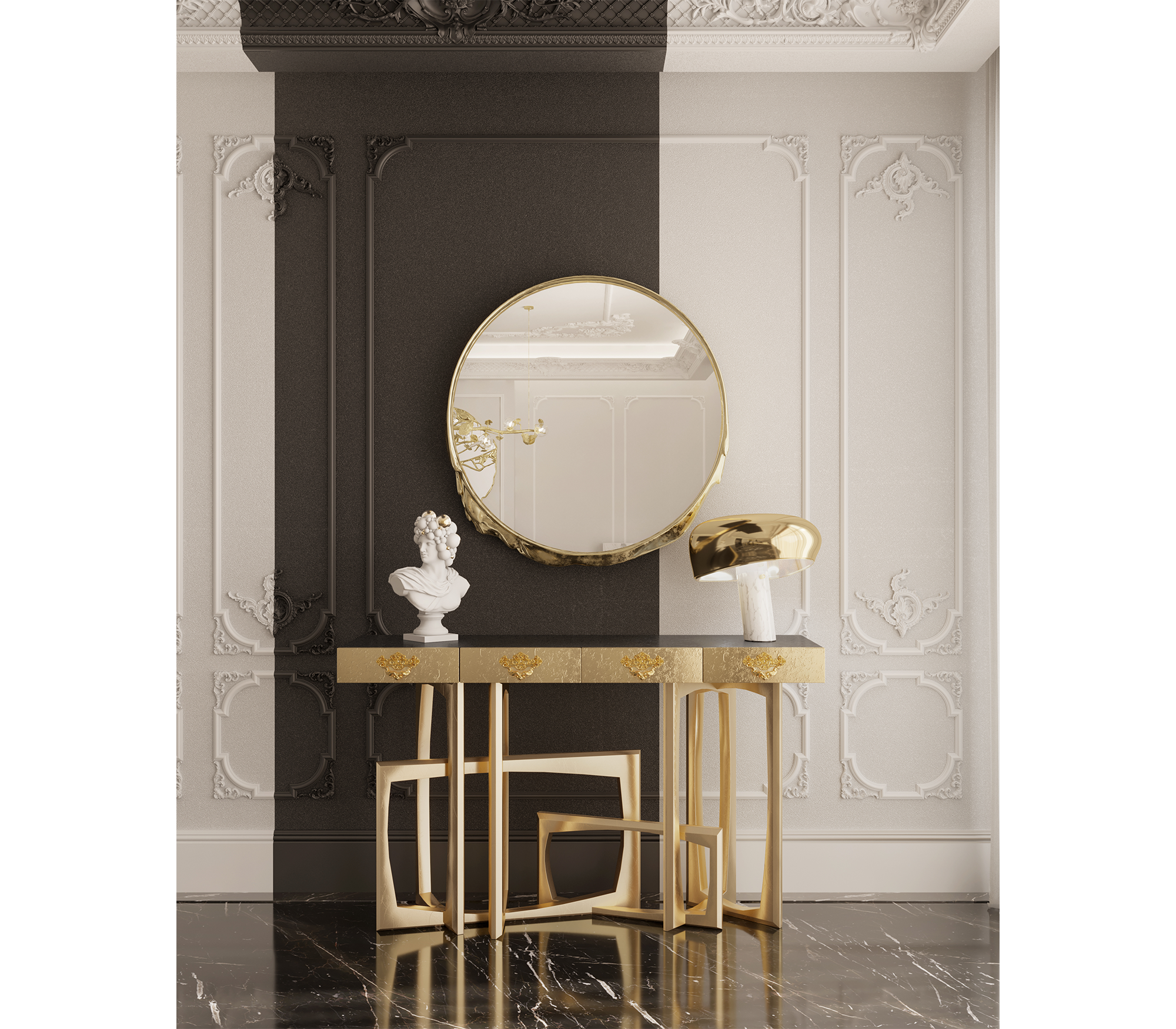 Metropolis Consoles Gilded Modern Entryways Cabinet Table