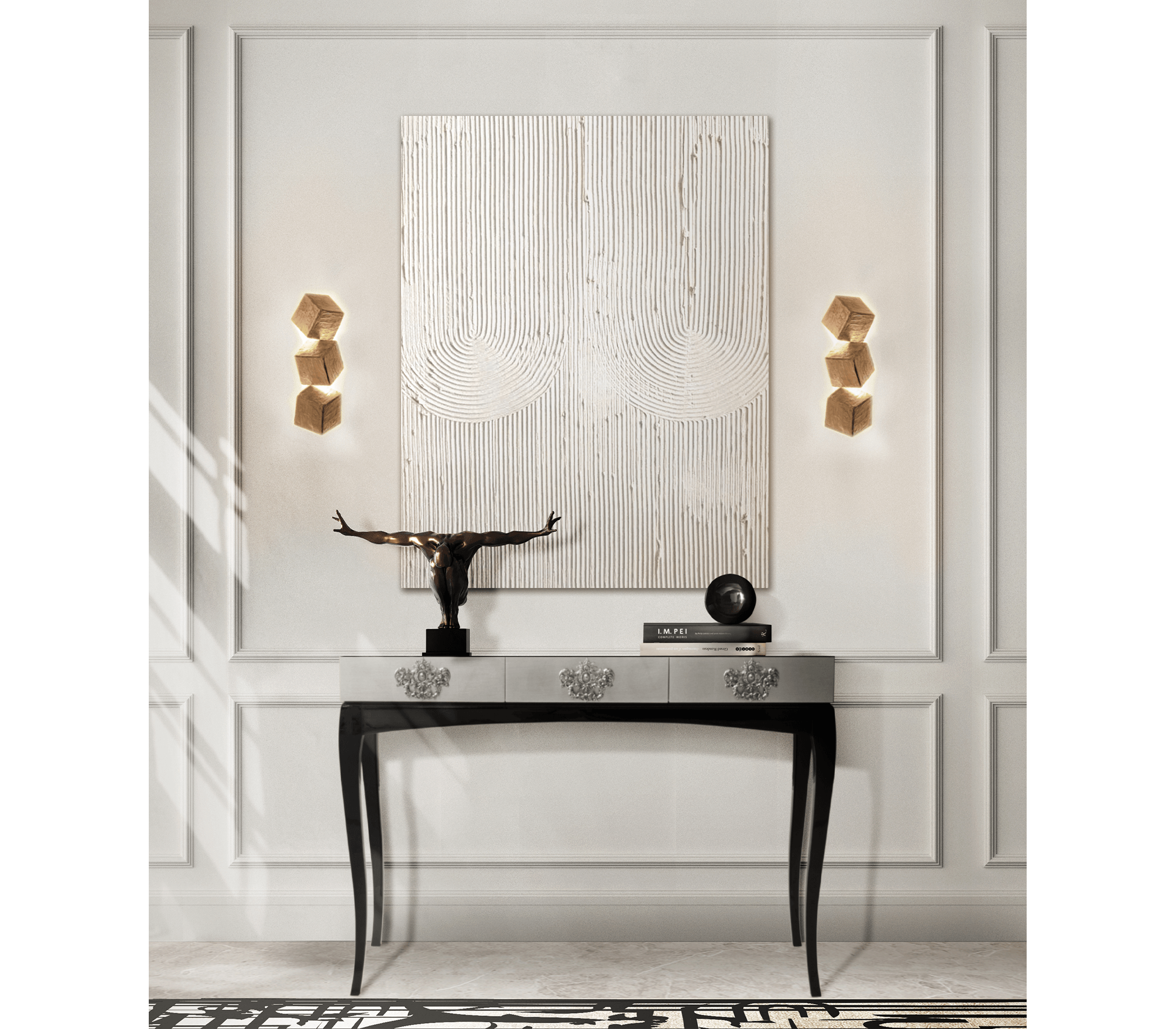 Trinity Consoles Luxury Carved Entryways Cabinet Table