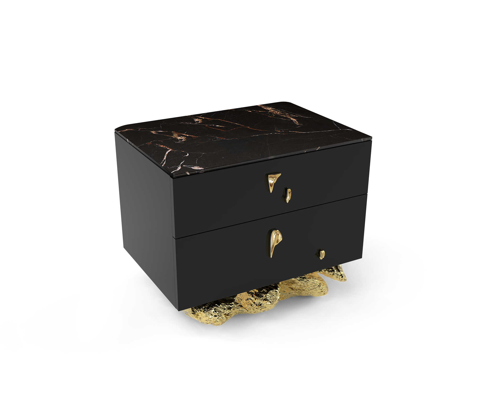 Angra Small Organic Gold Base Marble Top Luxury Nightstand