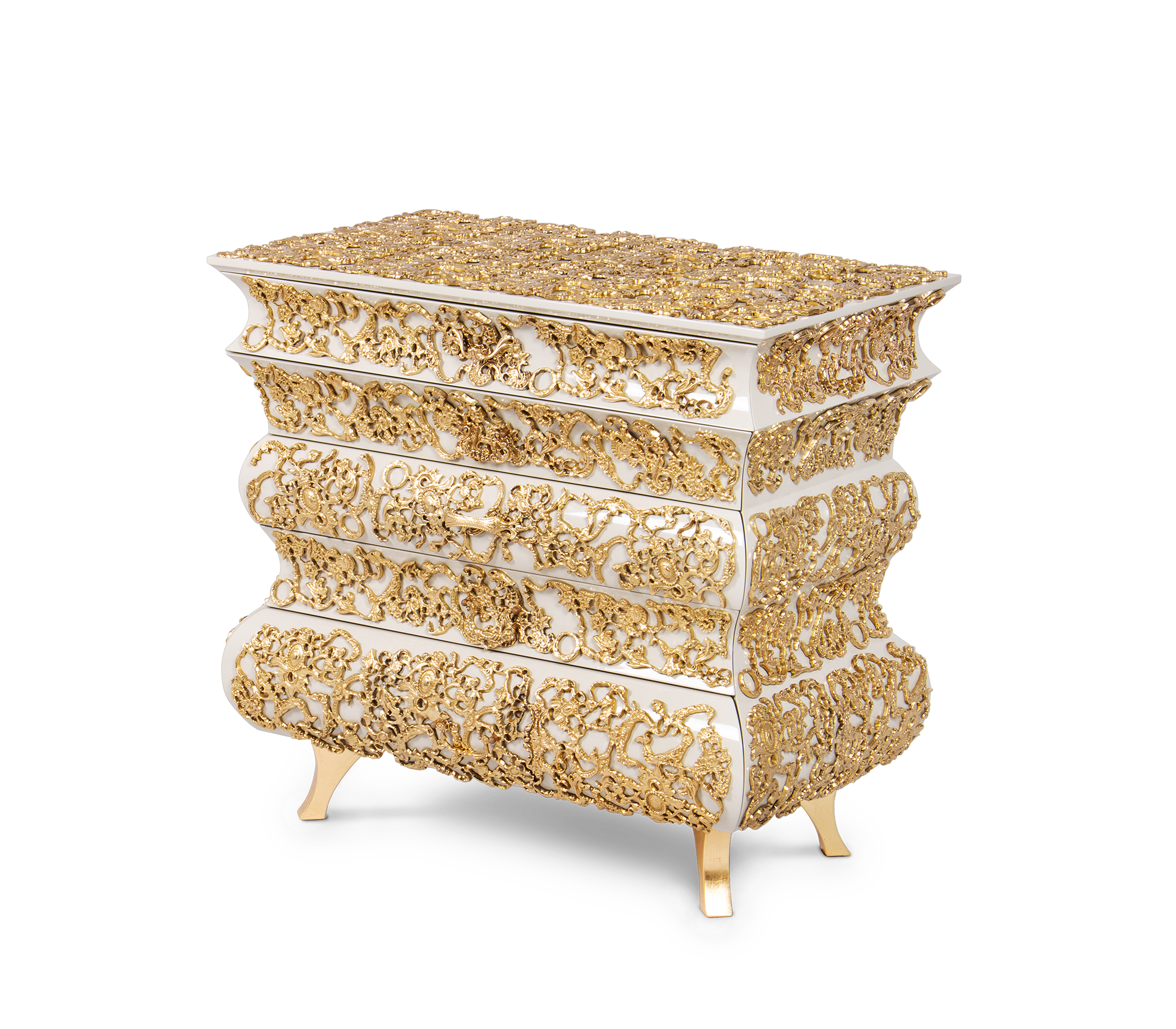 Crochet Baroque Gold Filigree Luxury Nightstand