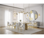 Althea Bouclé Sculptural Polished Gold Luxury Dining Chair