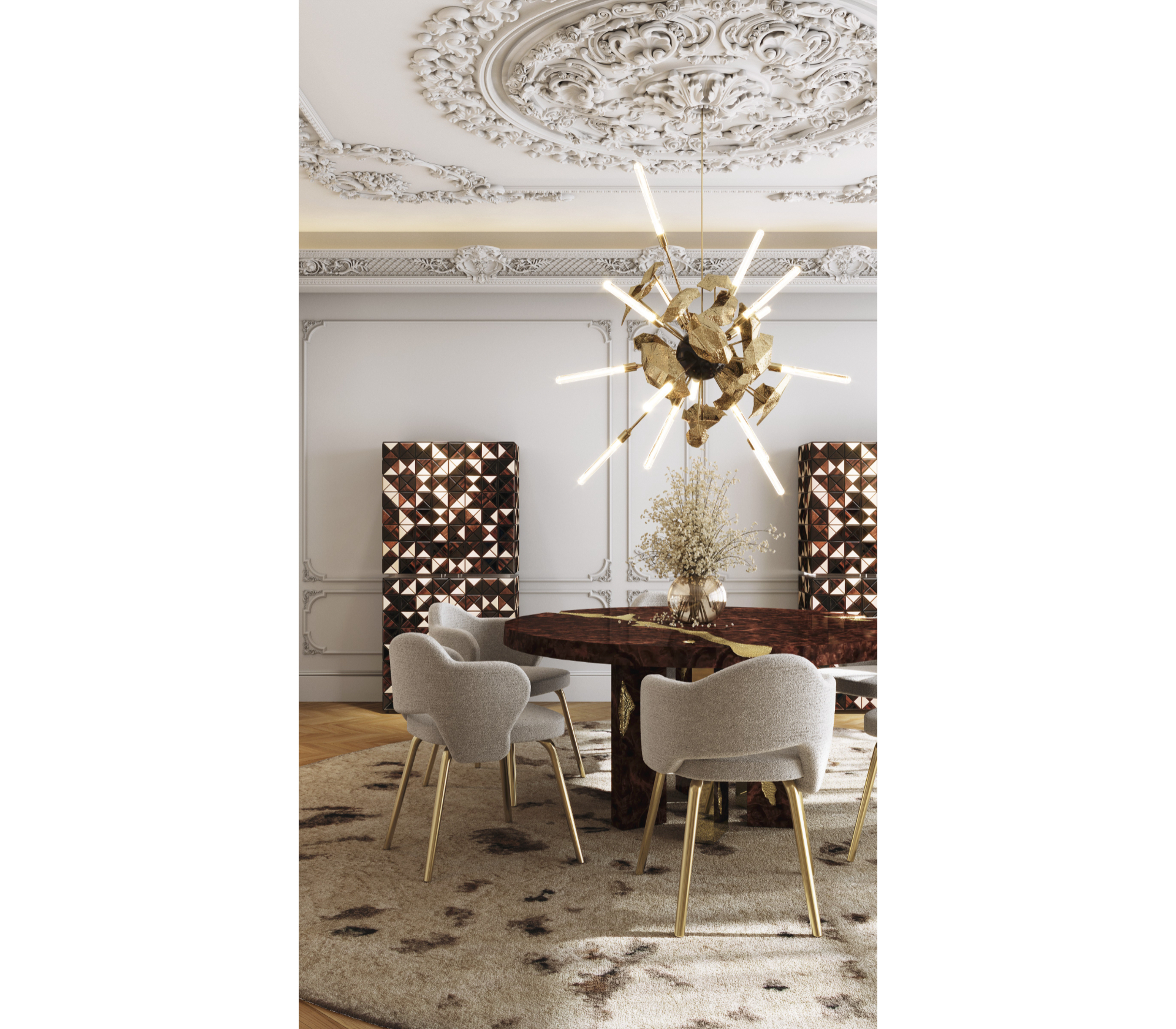 Amara Bouclé Modern Luxury Brass Chair