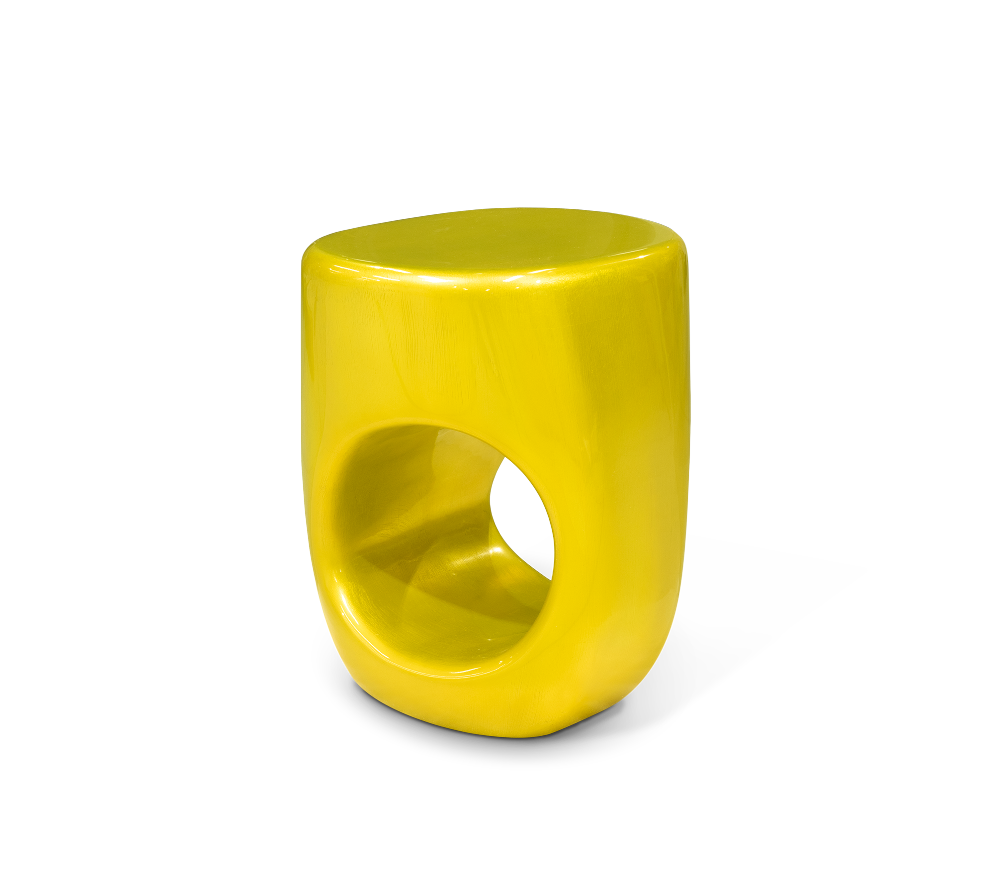 Erosion Gloss Sculptural Fiberglass Accent Stool