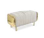 Imperfectio Hammered Brass Upholstered Luxury Ottoman
