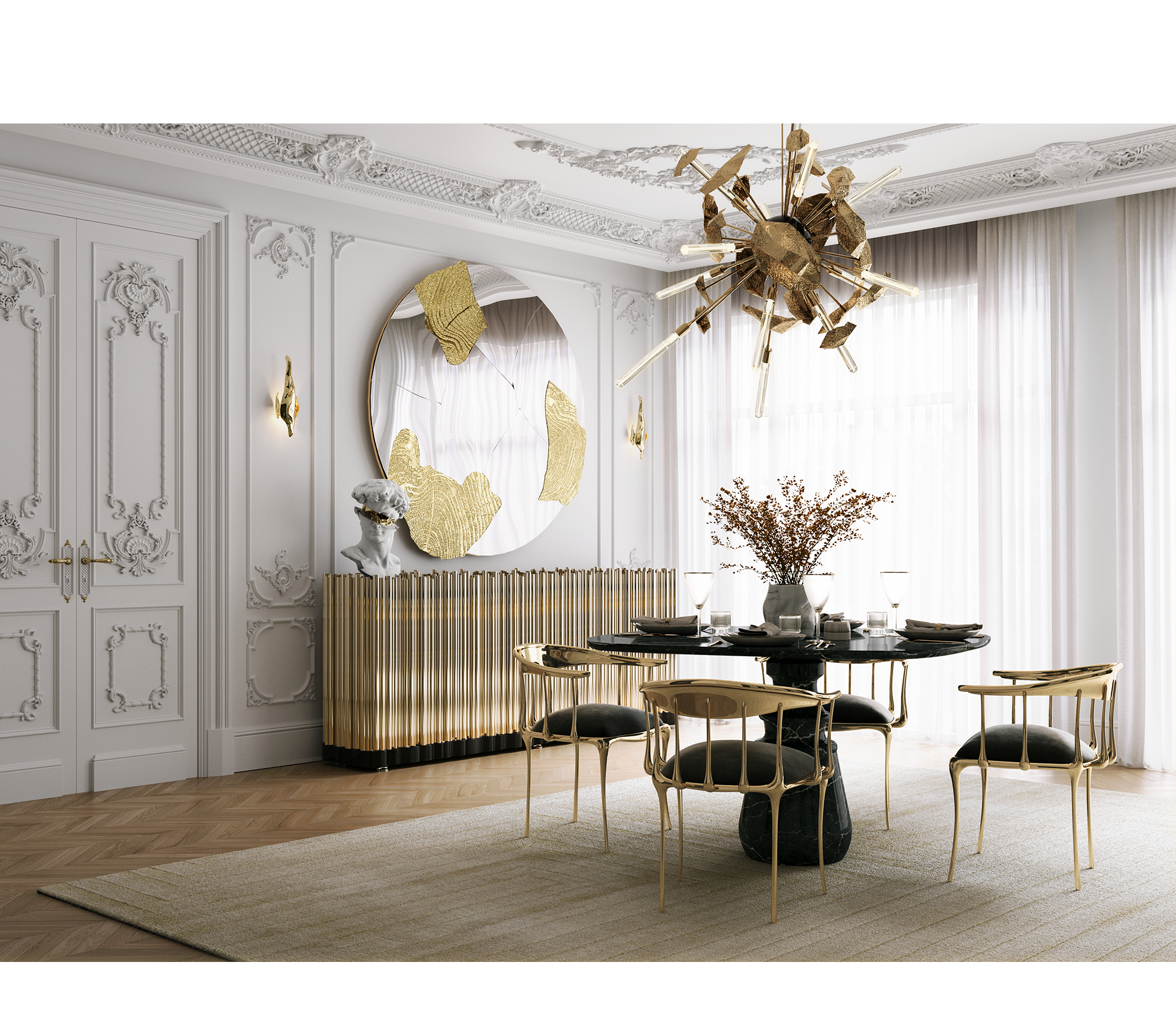 Pietra Round Classic Estremoz Marble Dining Table