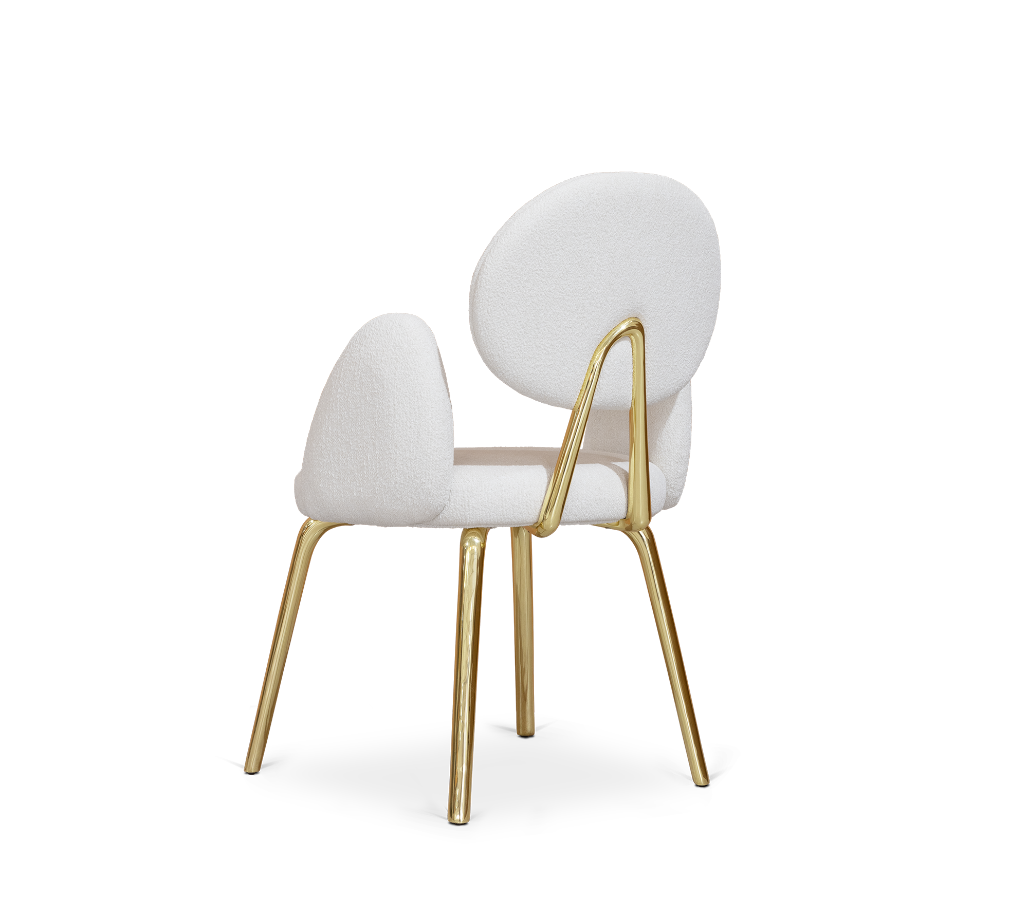 Althea Bouclé Sculptural Polished Gold Luxury Dining Chair