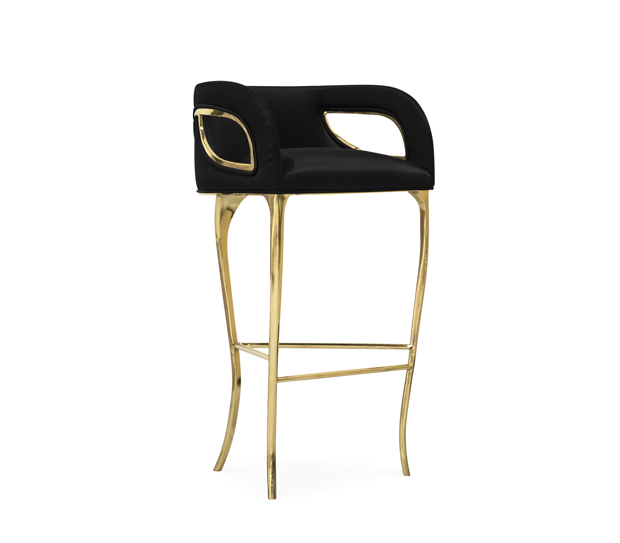 Chandra Fluid Sculptural Polished Brass Bar Stool