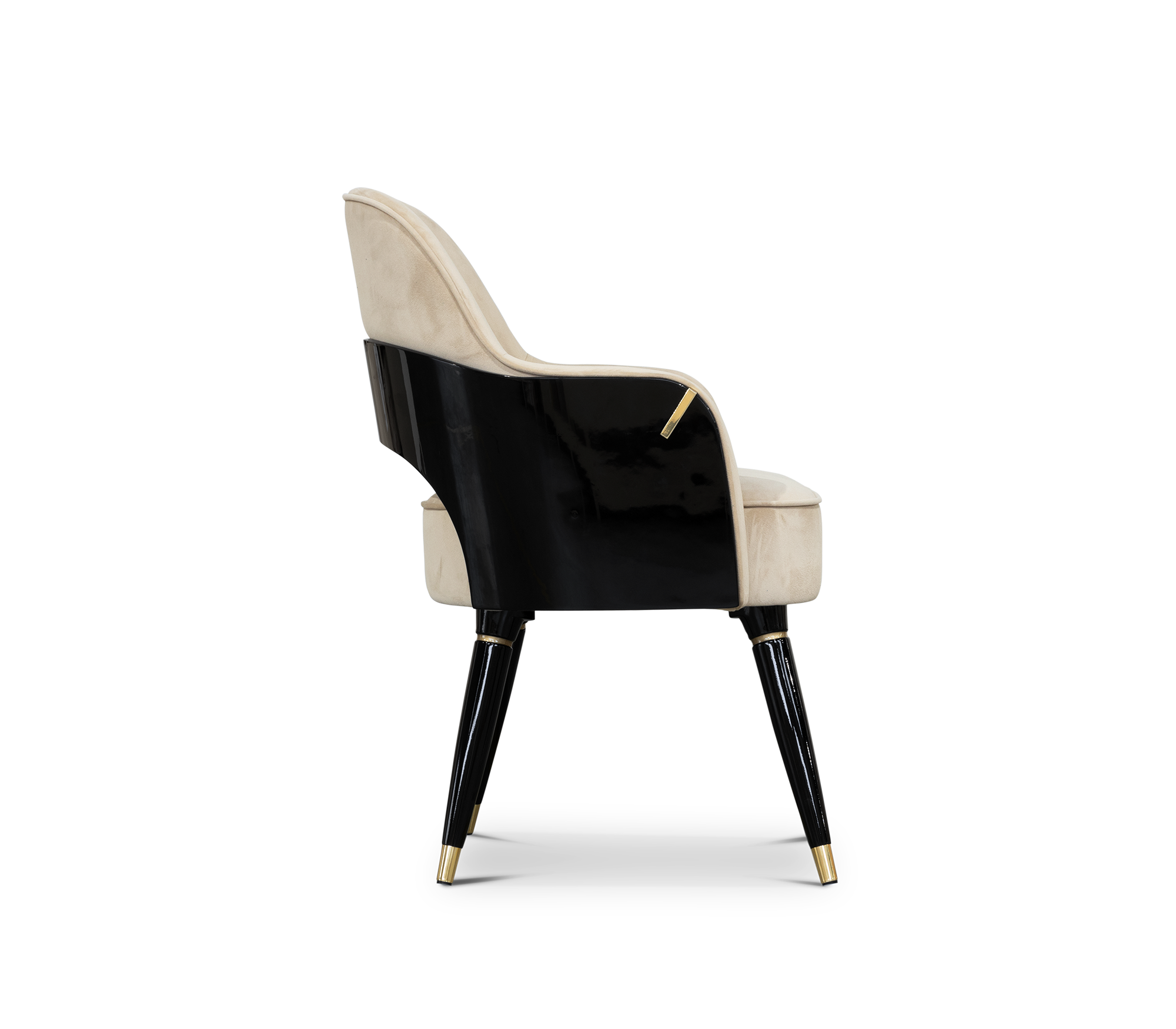Collins with Armrest II Velvet Luxury Lacquered Dining Chair