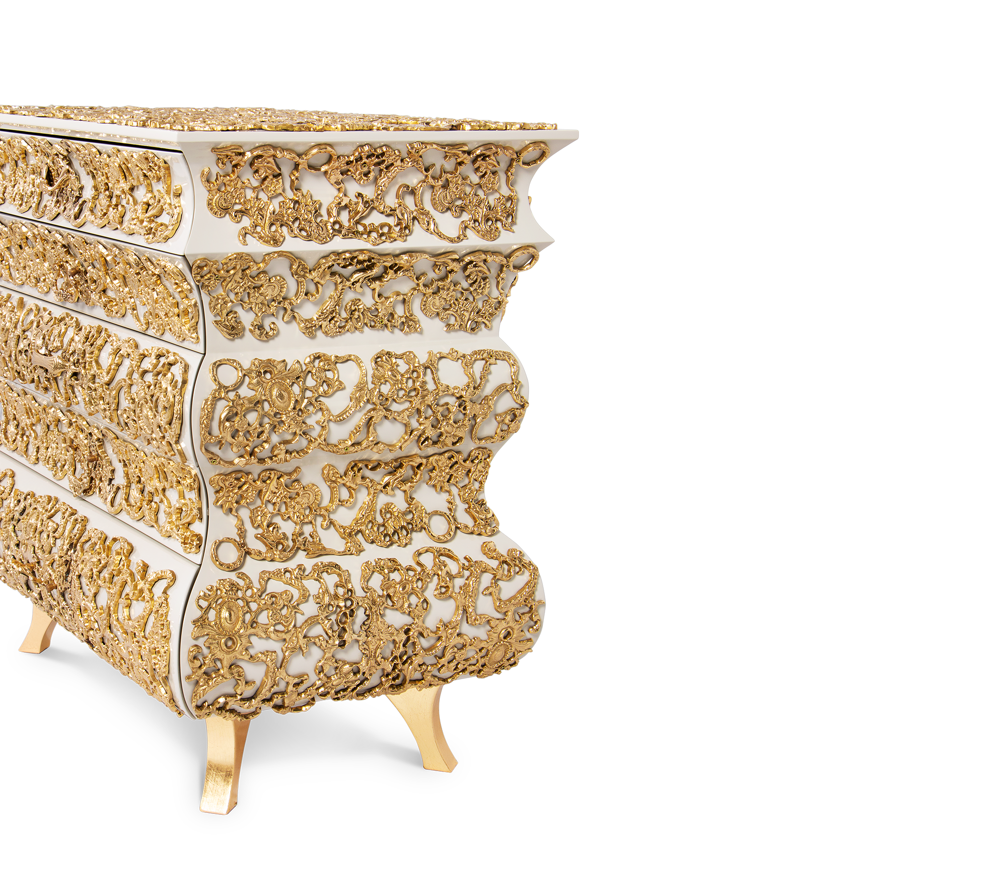 Crochet Baroque Gold Filigree Luxury Nightstand