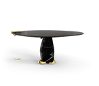 Diamond Marble & Brass Round Dining Table