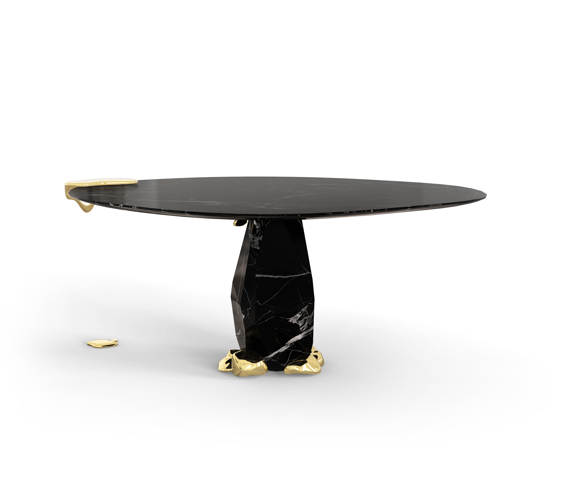 Diamond Marble & Brass Round Dining Table