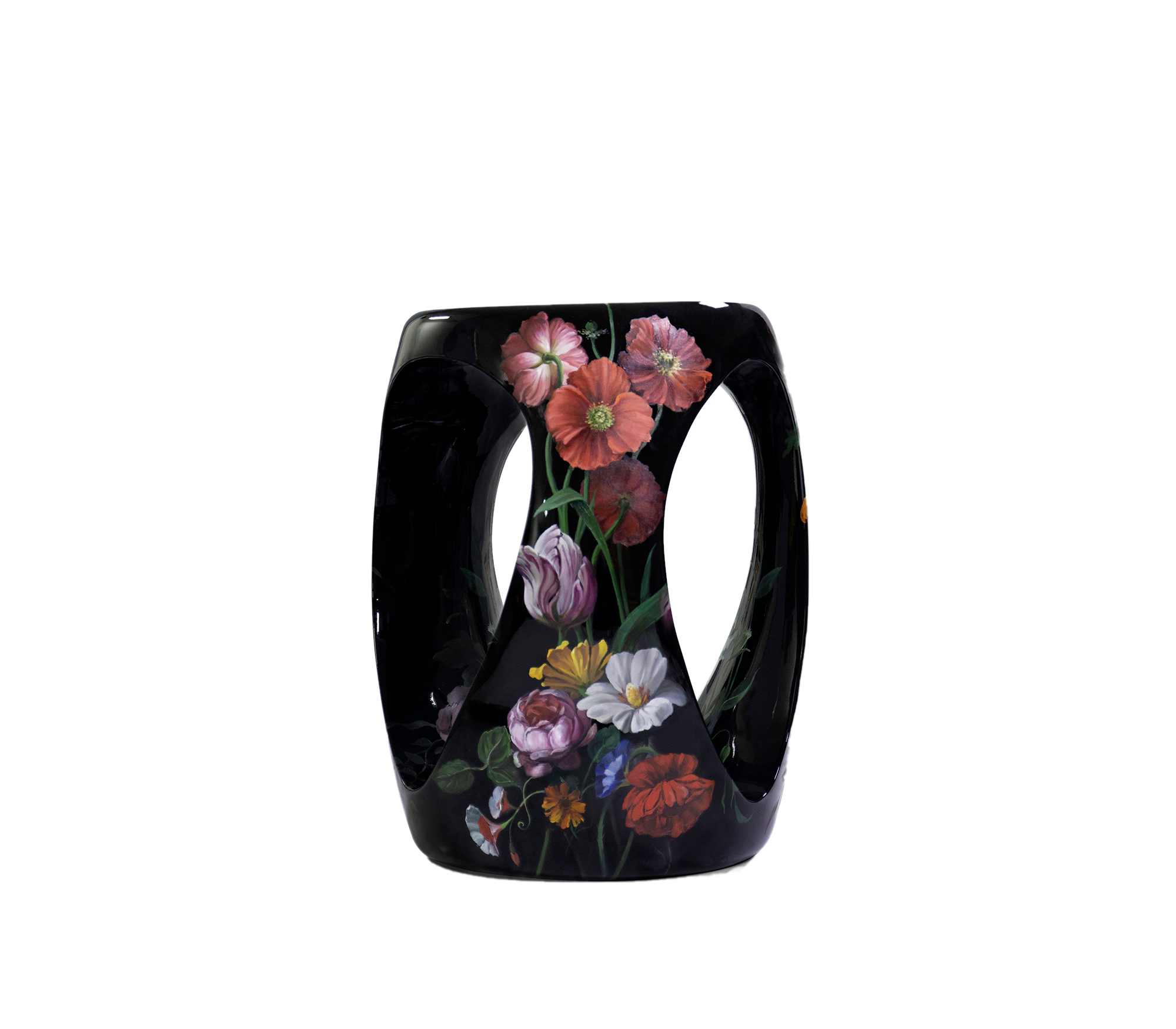 Floral Hand Oil Painted Limited Edition Decorative Stool