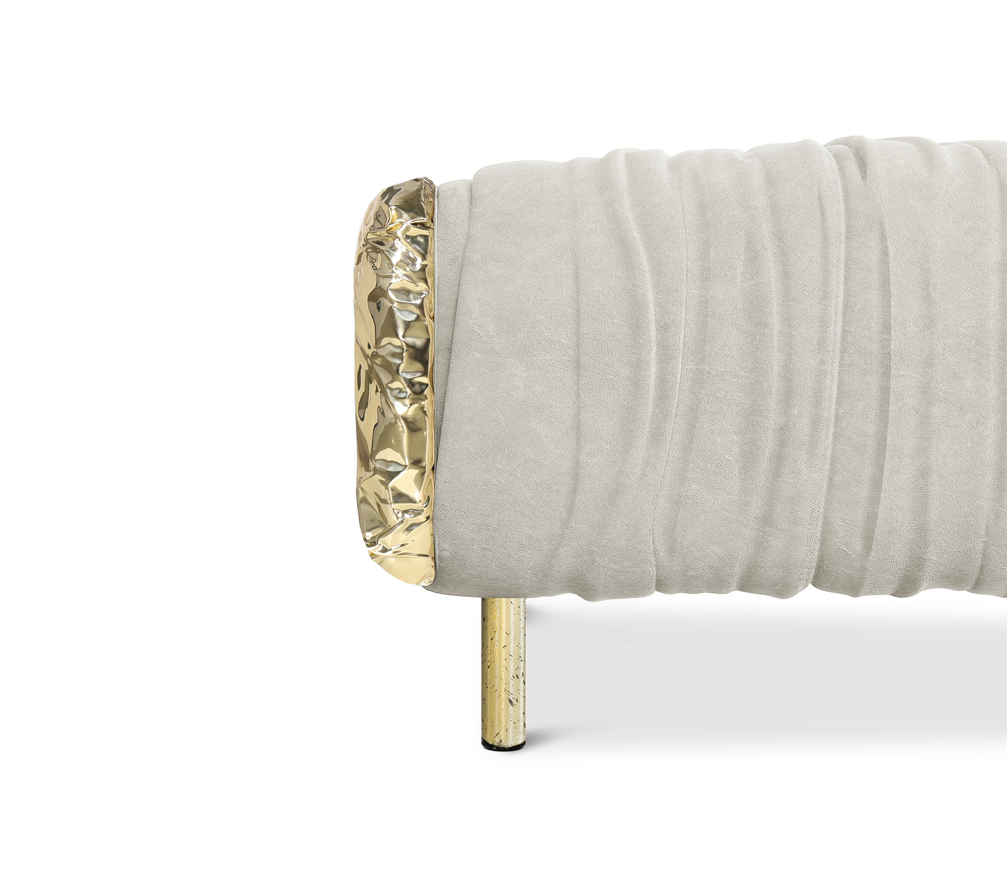 Imperfectio Hammered Brass Upholstered Luxury Ottoman