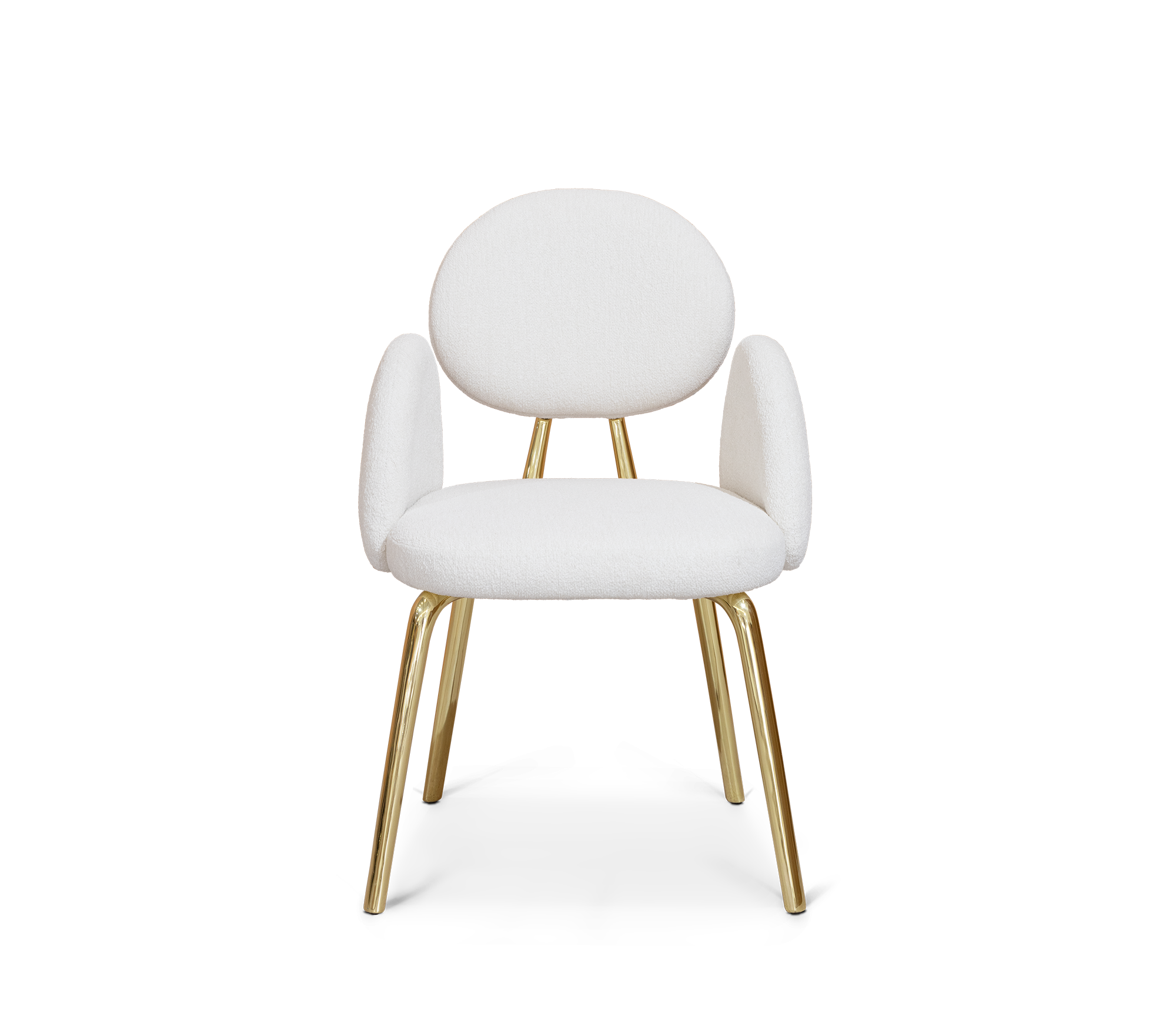 Althea Bouclé Sculptural Polished Gold Luxury Dining Chair