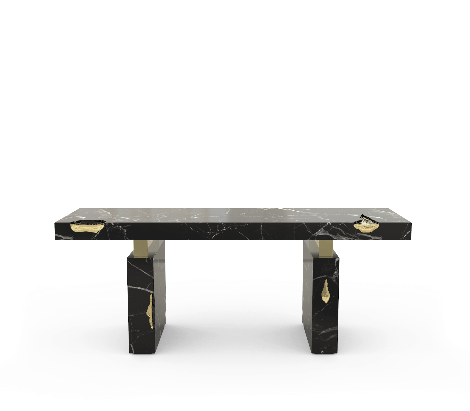 Empire Cracked Brass Inlay Marble Luxury Desk