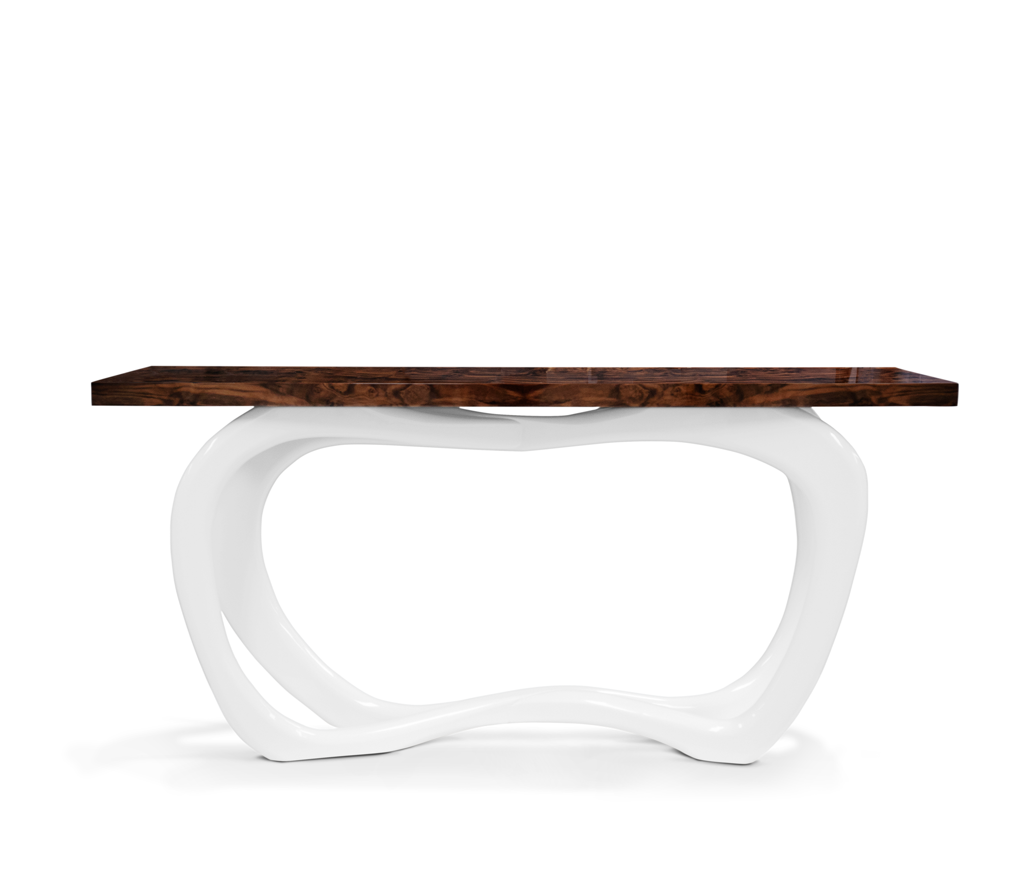 Infinity Consoles Curved Copper Leaf Entryways Cabinet Table