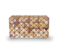 Pixel Geometric Mixed Metal Mirrored Luxury Nightstand