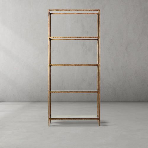 Thaddeus Metal Glass Shelving Hand-Forged Units Storage Shelves