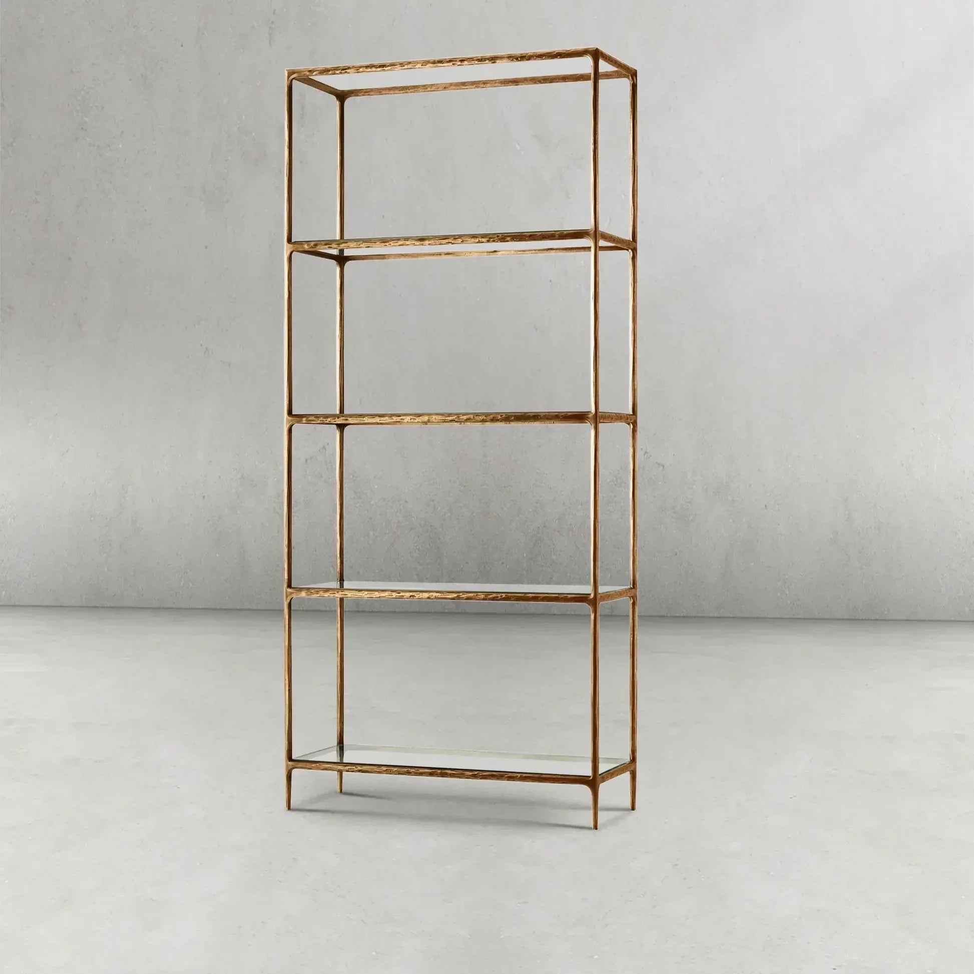 Thaddeus Metal Glass Shelving Hand-Forged Units Storage Shelves