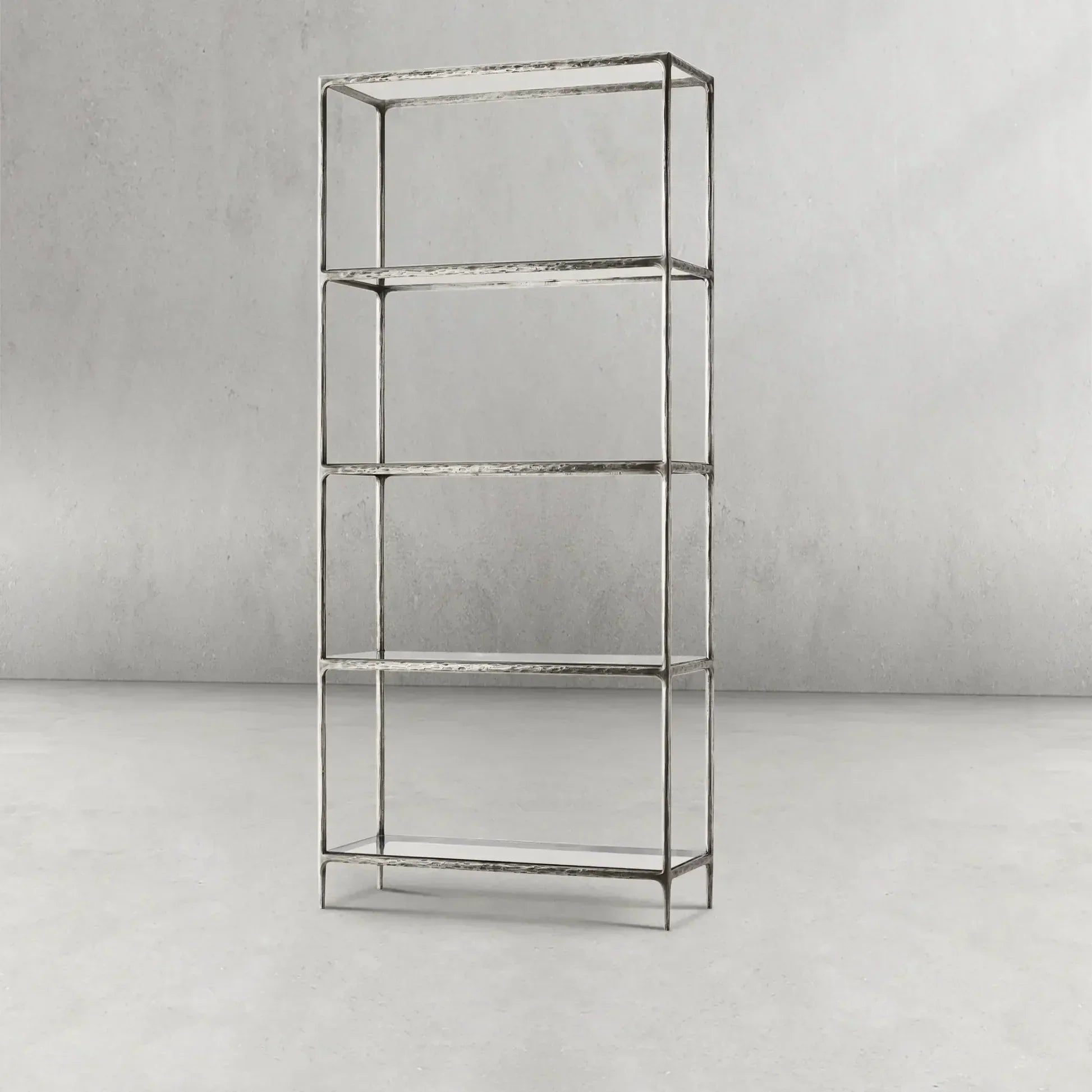 Thaddeus Metal Glass Shelving Hand-Forged Units Storage Shelves