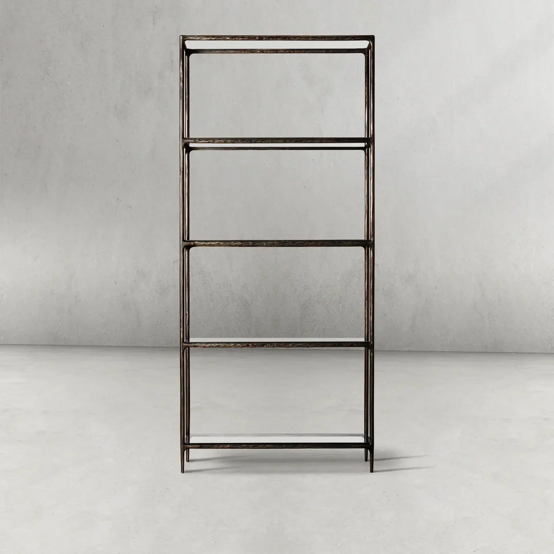 Thaddeus Metal Glass Shelving Hand-Forged Units Storage Shelves